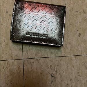 Michael Kors Black Leather Wallet metallic outer binding